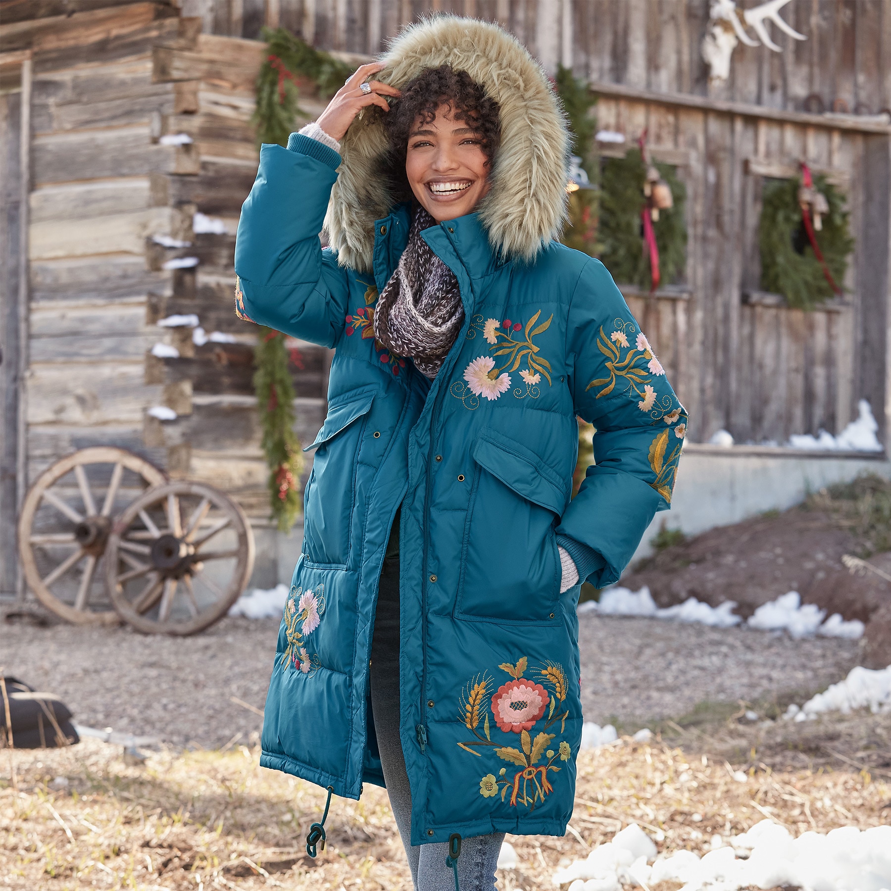 FLORA Wine Wrap-Front Puffer Coat, Best Price and Reviews